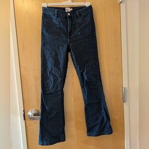 Princess Polly Blue Flare Wide Leg Jeans